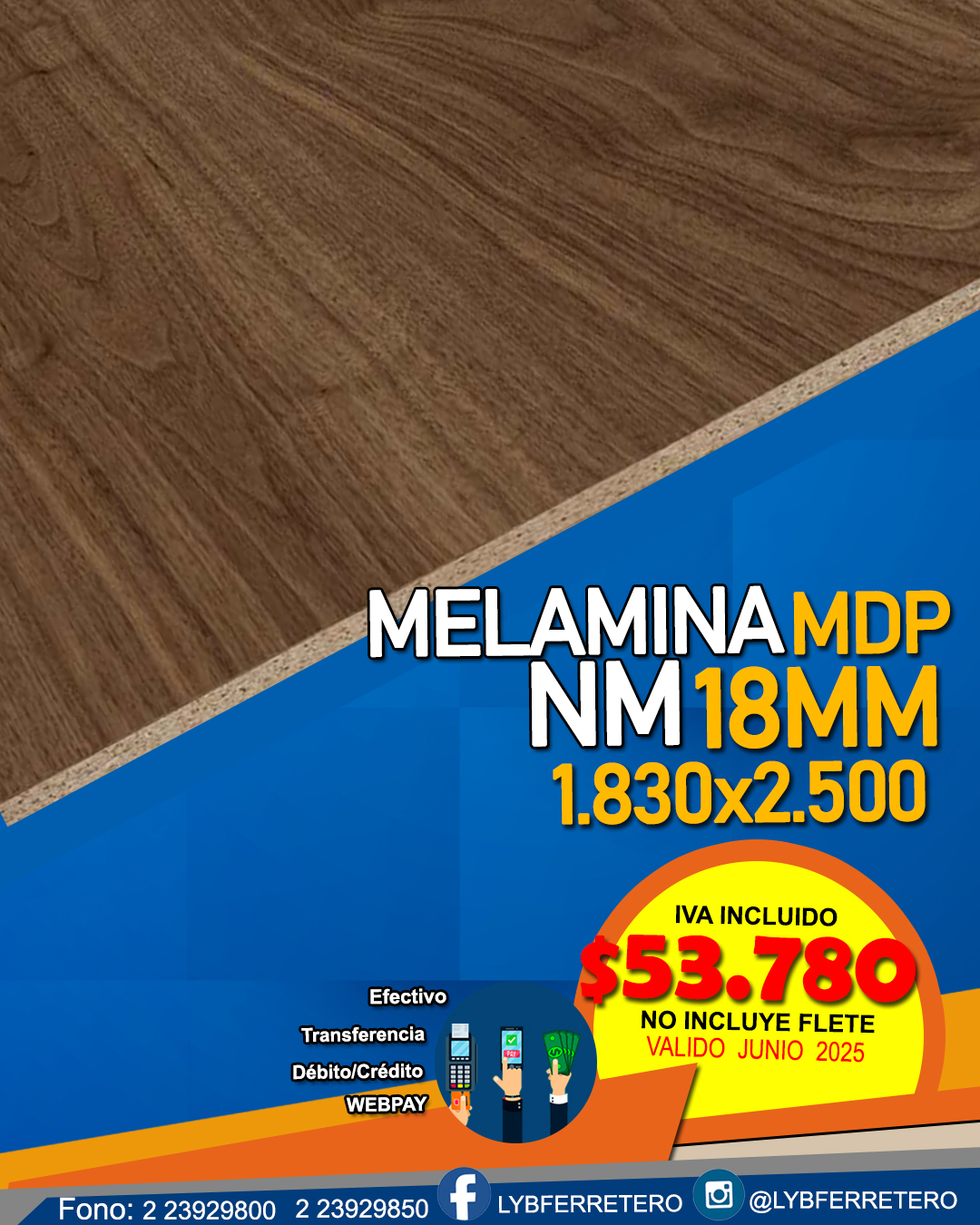 Melamina MDP Bosco NM 18mm 1830X2500