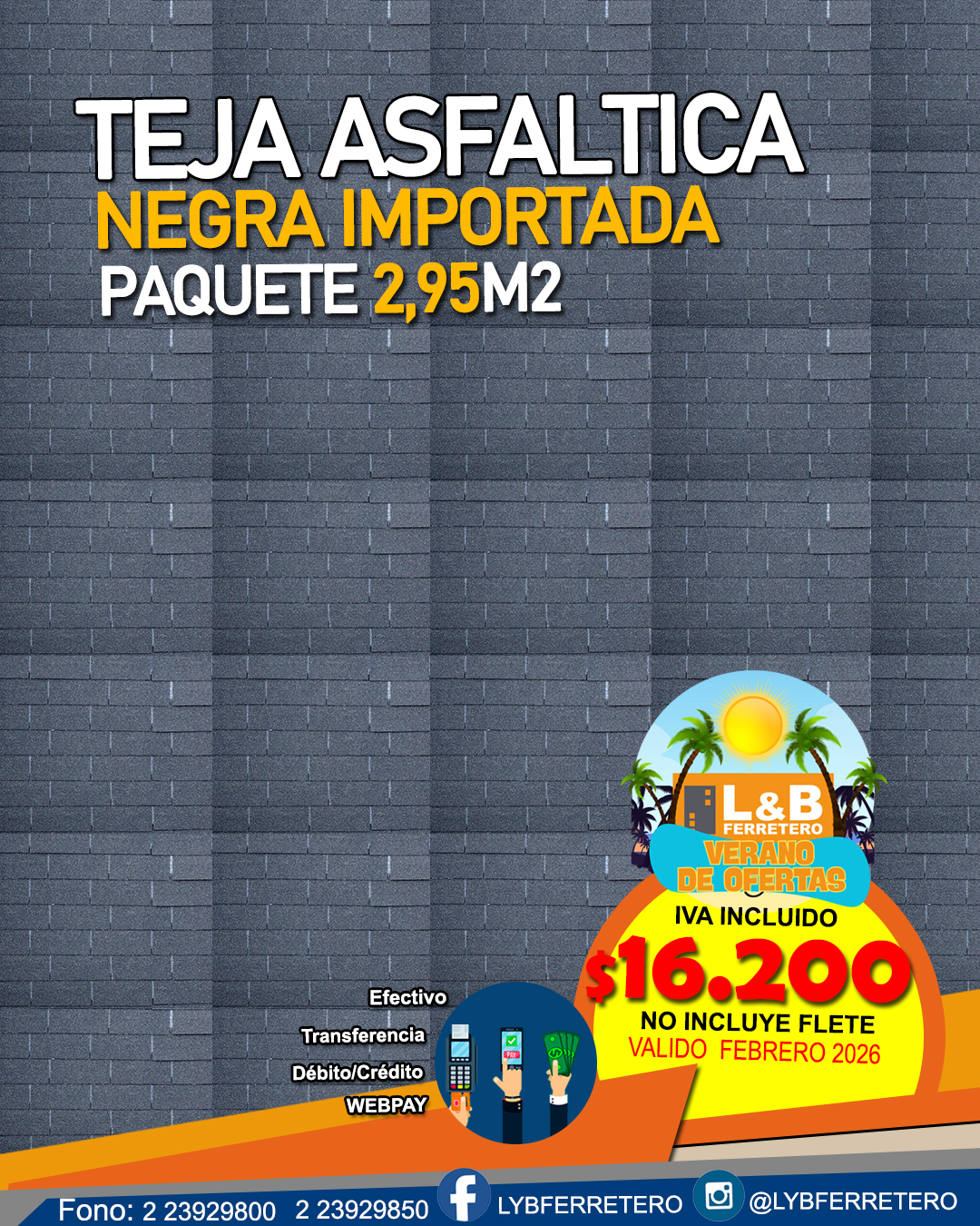 Teja Asfáltica Negra Paquete 2,95m2 