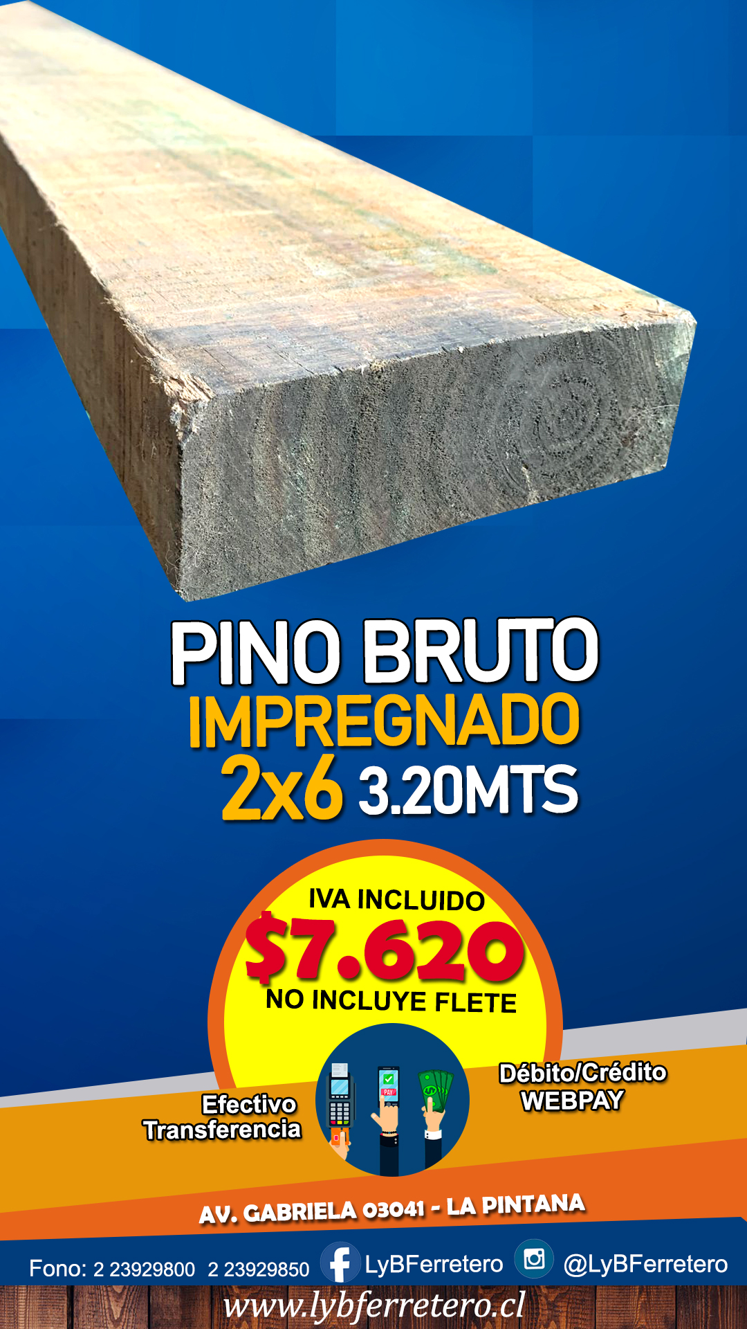 Pino Bruto Impregnado 2x6 3.2mt