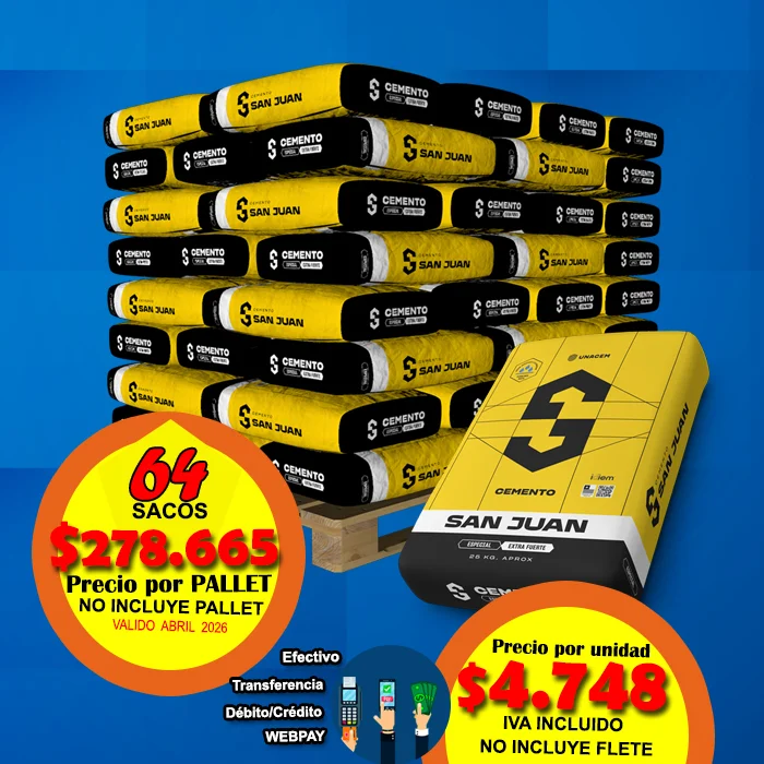 Pallet CEMENTO San Juan 64 sacos 25 Kgs - Image 1