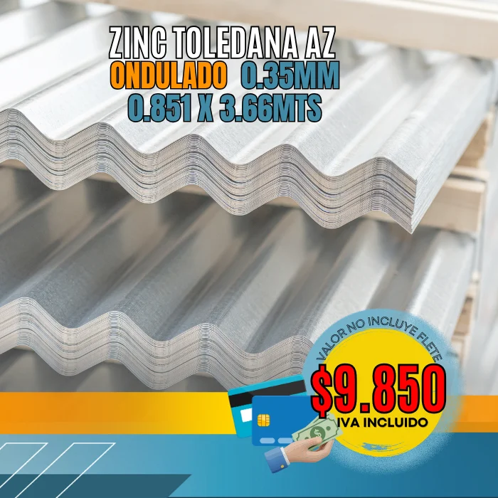 Zinc Acanalado AZ 0.35mm 851x3.66mts
