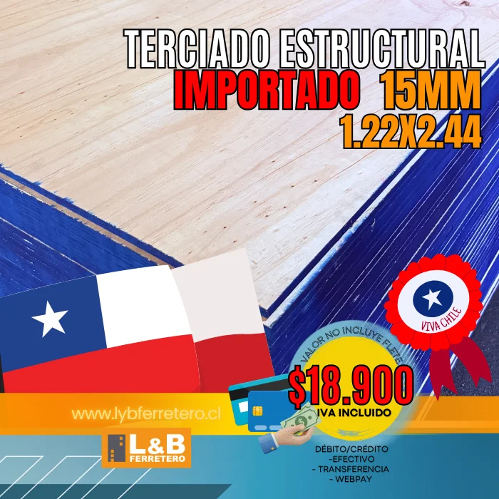 Terciado Estructural IMPORTADO  15mm 1.22*2.44