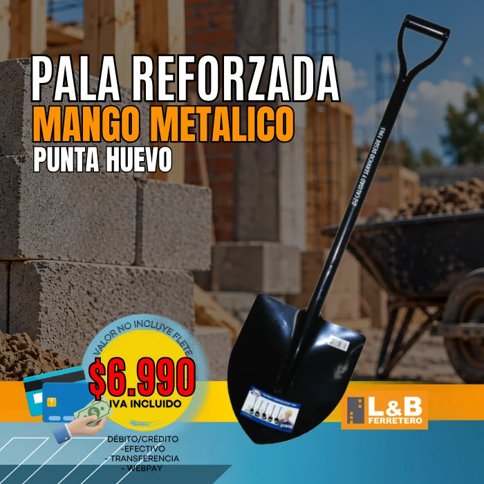 PALA REFORZADA MANGO METALICO PUNTA HUEVO LIOI
