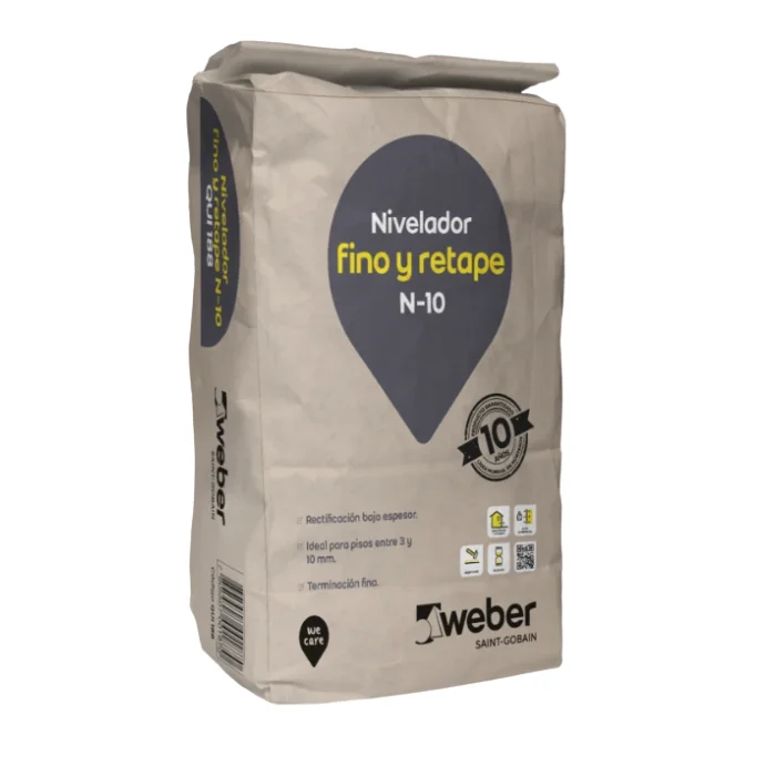 Mortero Nivelador Fino Cementicio  N10 25KG Weber