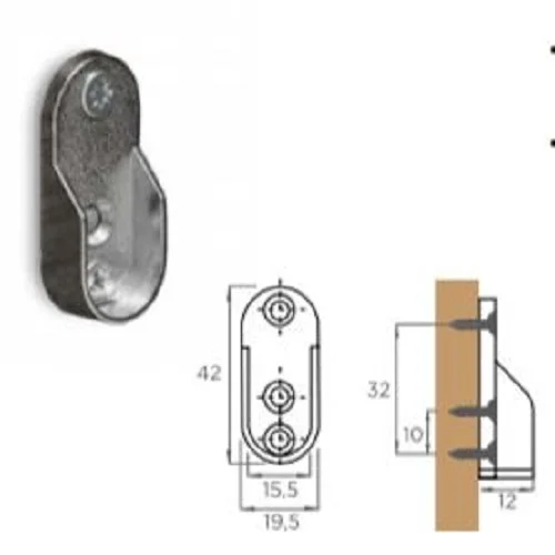 Soporte tubo ovalado 3MTS Cromado