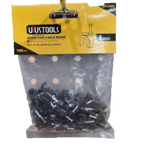 Grapa Para Cable Negro 6mm 100pcs UYUSTOOLS