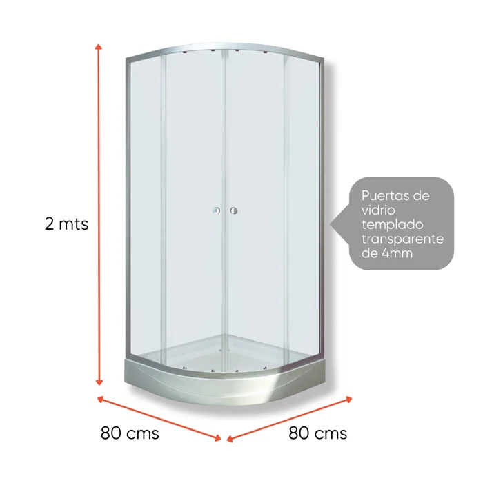 Cabina de ducha Elegance Medium 80x80x200 Diseño curvo