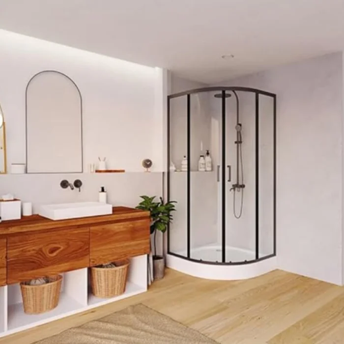 Cabina de Ducha SHOWER CURVO 90X90X200 MARCO NEGRO