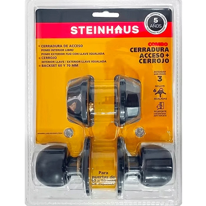 KIT CERROJO ACCESO + CERRADURA NEGRA