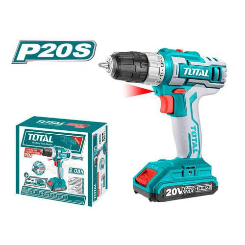 Taladro Inalambrico LITIO-ION 10mm 20V C/Bateria-Cargador  Marca TOTAL